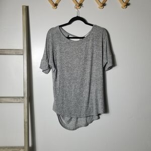 NWOT NATURAL LIFE WOMEN'S OPEN BACK GRAY SHORT SLEEVE BLOUSE SIZE LARGE